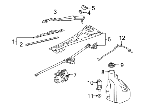 2003 Chevy SSR Arm Assembly, Windshield Wiper (Wet Arm) Diagram for 15828973