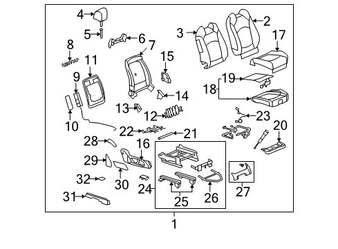 2009 GMC Acadia Front Seat Components Diagram 2 - Thumbnail