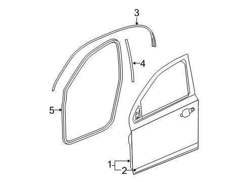 2010 Chevy Cobalt Weatherstrip Assembly, Front & Rear Side Door Upper Auxiliary Diagram for 25829333