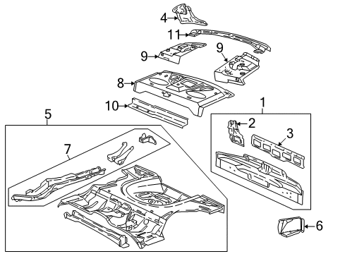 1997 Pontiac Sunfire Extension Asm,Rear Window Panel Diagram for 88955149