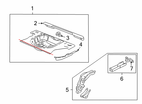 2000 Chevy Malibu Rear Body - Floor & Rails Diagram