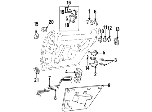 1998 Oldsmobile Aurora Handle Assembly, Rear Side Door Outside *Paint To Mat Diagram for 25699214