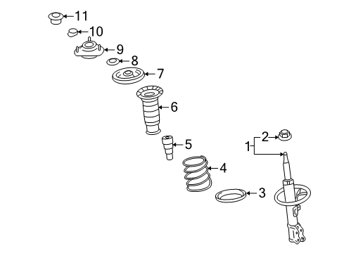 2010 Pontiac Vibe Struts & Components - Front Diagram 1 - Thumbnail