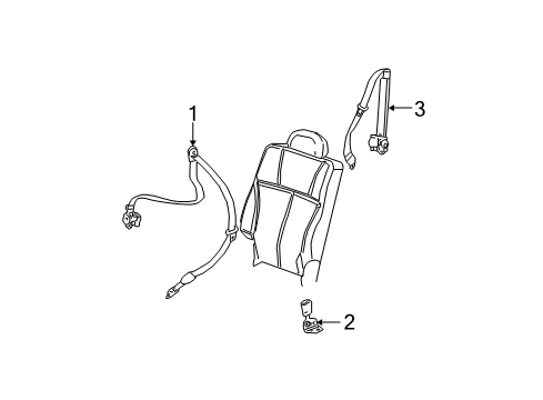 2006 GMC Envoy Rear Seat Belt Kit Center (Buckle Side) *Ebony Diagram for 89023880