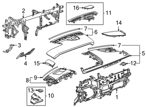 2021 GMC Yukon XL Bracket Assembly, I/P Tie Bar Diagram for 84953444