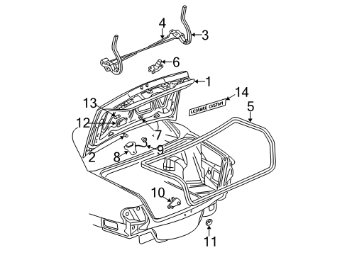 2003 Buick LeSabre Rod, Rear Compartment Lid Hinge Torque Diagram for 15250810