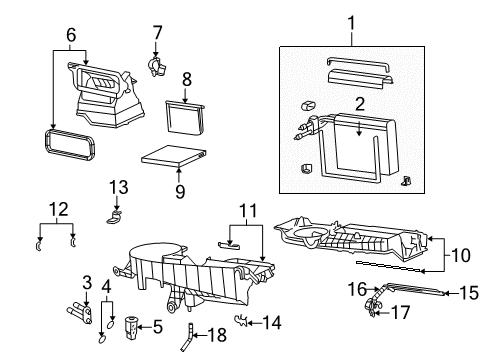 2004 Pontiac Vibe Case,Heater & A/C Evaporator & Blower Lower Diagram for 88972875