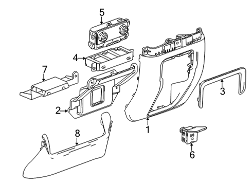 2021 GMC Yukon Panel Assembly, F/Flr Cnsl Rr Tr Lwr *Beige G Diagram for 84690119