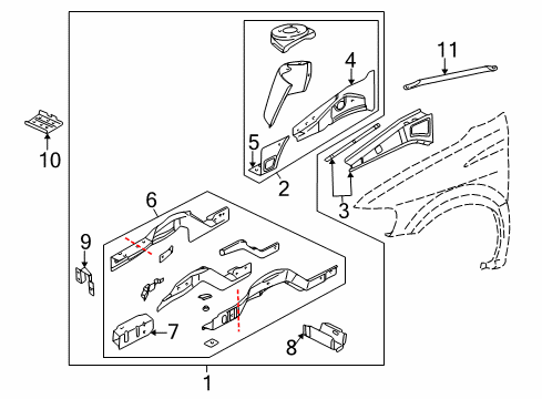 2005 Pontiac Montana Bracket, Front Bumper Energy Abs Diagram for 10244964