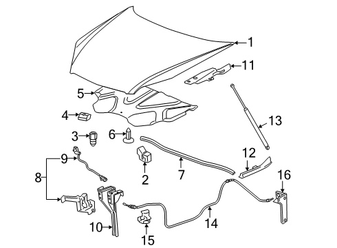 2013 Chevy Impala Hood & Components, Body Diagram