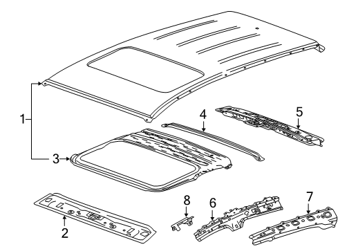 2016 Chevy Trax Support Assembly, Sun Roof Housing Rear Diagram for 25994911