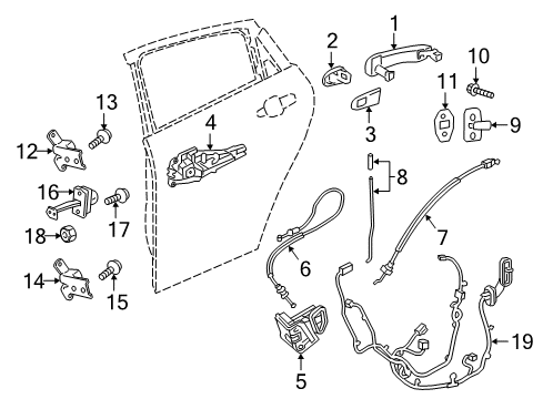 2019 Buick Regal Sportback Rear Door - Lock & Hardware Diagram