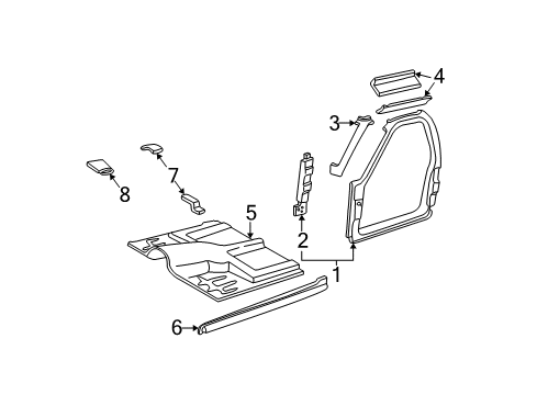 1997 Chevy Blazer Frame Asm,Body Side Diagram for 12475541