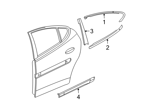 2006 Pontiac Grand Prix Exterior Trim - Rear Door Diagram