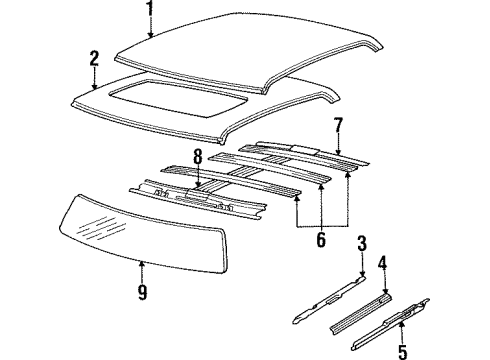 1987 Cadillac Eldorado Roof, Back Glass Diagram 2 - Thumbnail