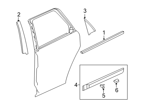 2014 Chevy Captiva Sport Applique Assembly, Rear Side Door Window Frame Front Diagram for 95238093