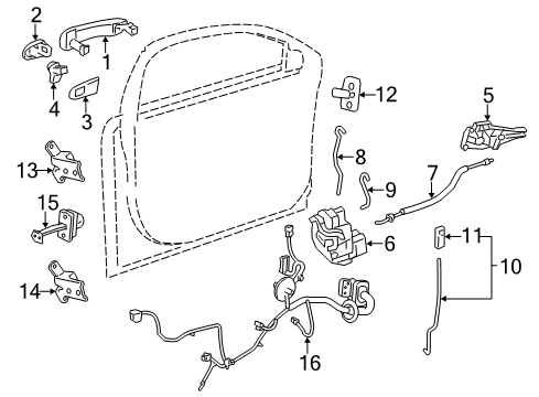 2011 Chevy Volt Front Door - Lock & Hardware Diagram