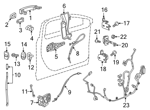 2024 Cadillac XT4 Cable Assembly, Front S/D I/S Hdl Diagram for 23274475