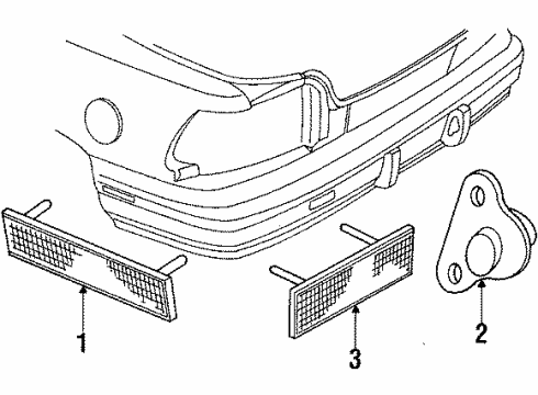 1993 Pontiac Grand Prix Reflector Assembly, Rear Bumper Diagram for 5975612