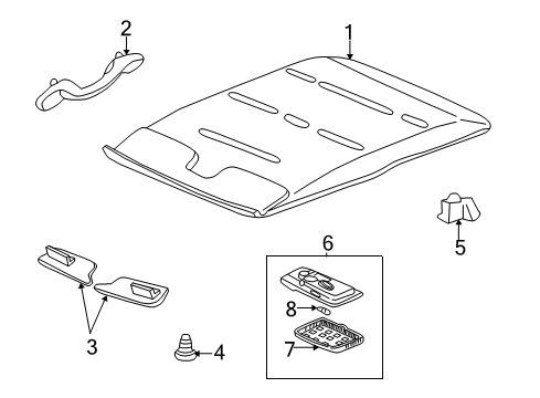 2003 Chevy Tahoe Panel Assembly, Headlining Trim *Pewter R Diagram for 15787428