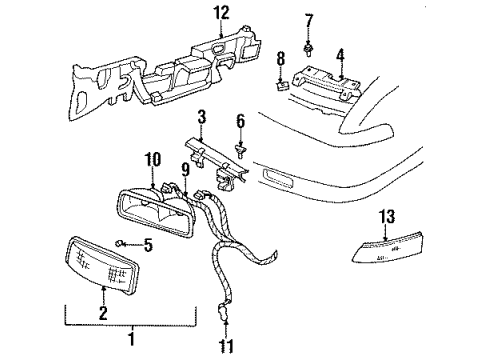 1996 Chevy Lumina APV Mounting Bracket & Adjust, Headlamp (Lh) Diagram for 16514283