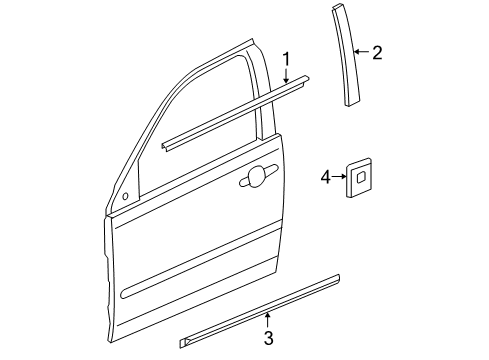 2009 Pontiac G6 Applique Assembly, Front Side Door Window Frame Front Diagram for 25794267