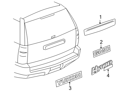 2013 GMC Yukon Exterior Trim - Lift Gate Diagram 1 - Thumbnail