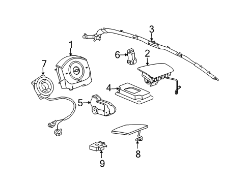 2009 Pontiac G5 Module Assembly, Inflator Restraint Sensor & Diagnostic Diagram for 25990006