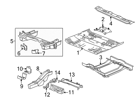 2009 Saturn Vue Pillars, Rocker & Floor - Floor & Rails Diagram 1 - Thumbnail