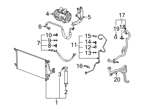 2006 Chevy Uplander Tube Assembly, A/C Evaporator Thermal Expansion Valve Diagram for 15187982