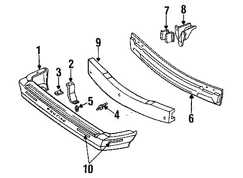 1996 Chevy Lumina APV Support, Rear Bumper Fascia Diagram for 10220326