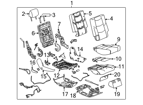 2020 GMC Yukon Second Row Seats Diagram 5 - Thumbnail