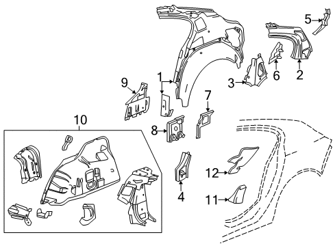 2014 Buick Regal Inner Structure - Quarter Panel Diagram