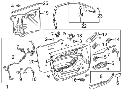 2017 Cadillac CTS Trim Assembly, Front Side Door Armrest Cover *Black Diagram for 23461462