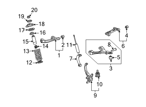 2006 Buick Rainier Front Suspension, Control Arm Diagram 1 - Thumbnail