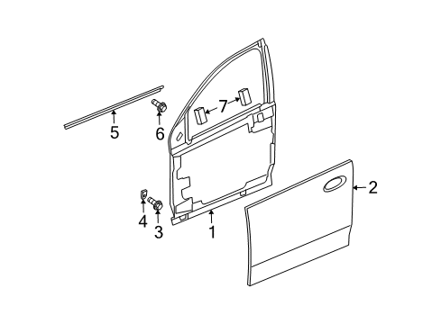 2004 Saturn Ion Door Kit,Front Side Diagram for 10378805