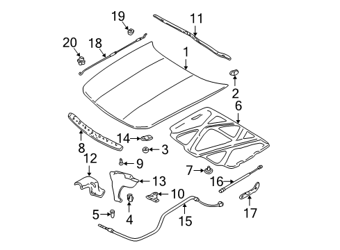 2002 Oldsmobile Alero Latch Assembly, Hood Primary & Secondary Diagram for 22610694