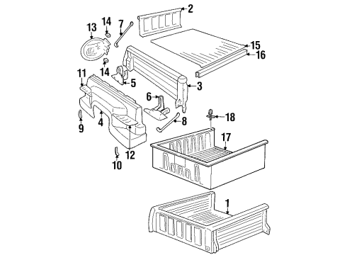 1994 GMC K1500 Pickup Box Assembly, Front & Side Panels, Floor Diagram 2 - Thumbnail