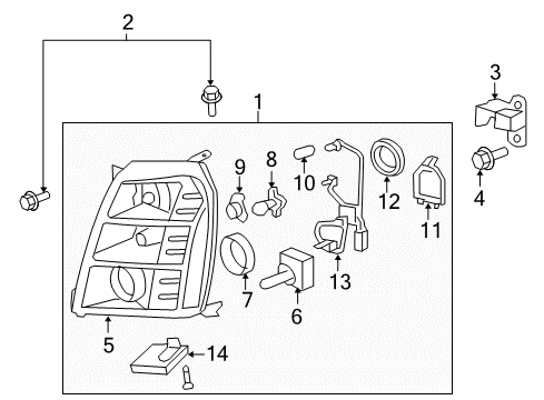 2012 Cadillac Escalade Headlamp Assembly Diagram for 84086144