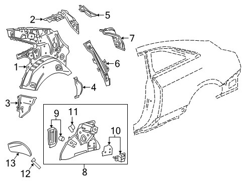 2018 Cadillac ATS Extension Assembly, Quarter Inner Panel Diagram for 22945541