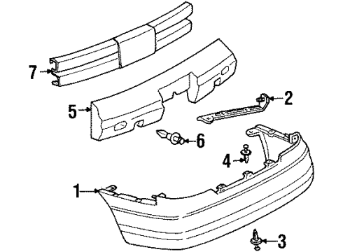 1998 Oldsmobile Intrigue Rear Primered Bumper Cover Diagram for 88893305