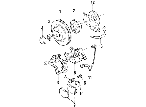 2001 Cadillac Catera Nut,Front Wheel Hub Diagram for 90223979