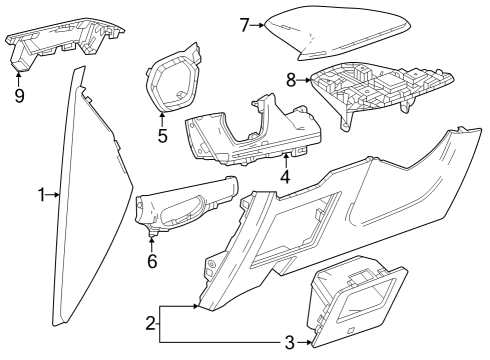 2024 Chevy Trailblazer COMPARTMENT ASM-I/P KNEE BOLS *JET BLACK Diagram for 42730696