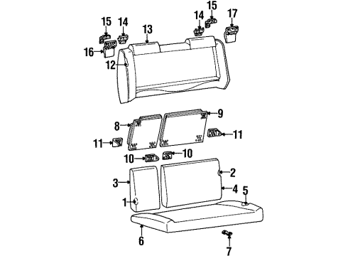 1992 Pontiac Grand Am PAD, Rear Seat Back Diagram for 16746844