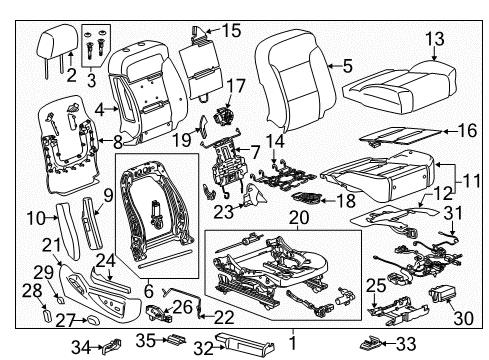 2015 GMC Sierra 2500 HD Passenger Seat Components Diagram 1 - Thumbnail