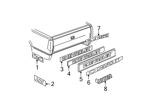 1997 Chevy K1500 Exterior Trim - Pick Up Box Diagram 3 - Thumbnail