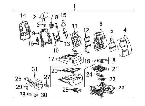 2016 Cadillac Escalade Guide Assembly, Front Seat Head Restraint Adjust Rod *Choccachino Diagram for 20984592