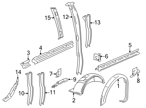 2008 GMC Savana 2500 Inner Structure - Side Panel Diagram 1 - Thumbnail