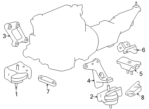 2007 Pontiac Solstice Engine & Trans Mounting Diagram 1 - Thumbnail