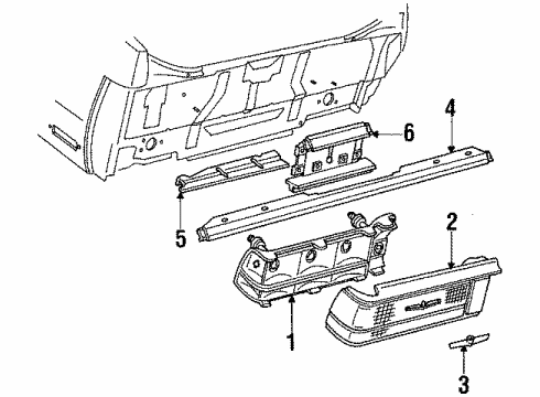 1987 Cadillac Cimarron Lens,Rear Combination Lamp Diagram for 16504416